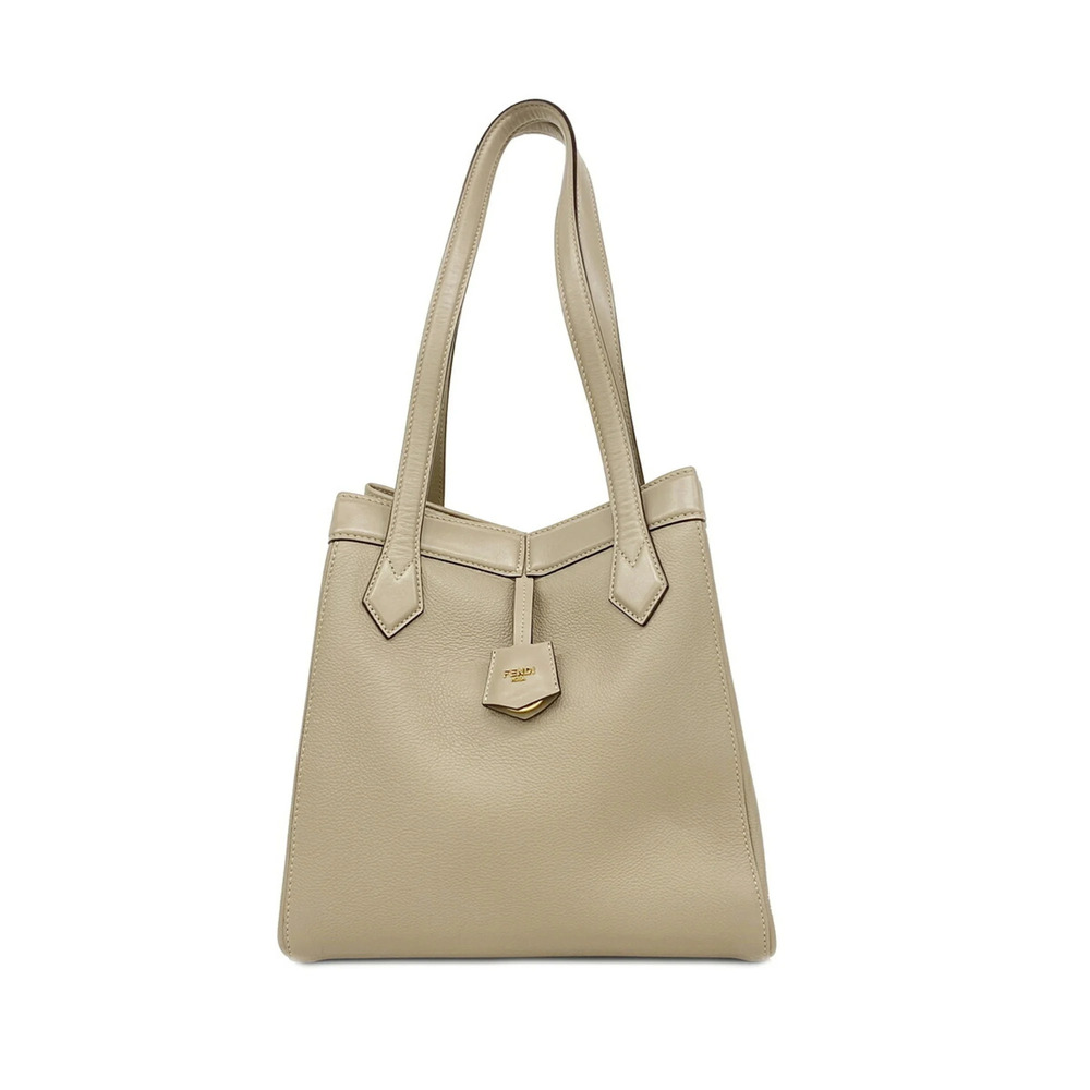 Fendi Origami Leather Shoulder Bag, Greige, Women's, P3533287
